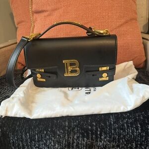 Balmain Black and Gold Shoulder Bag with Iconic B Logo